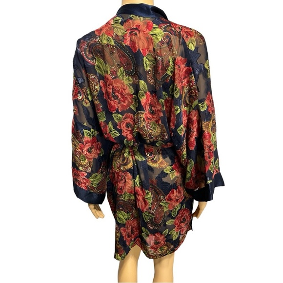 Victoria’s Secret Vintage Paisley Floral Gold Label Poly Chiffon Robe OSFA - Picture 2 of 9